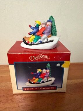 Lemax Dickensvale Porcelain Tobogganing Figurine - Multicolor